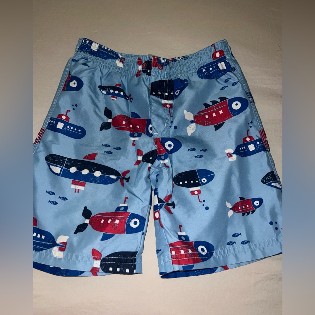 Gymboree Sz 5t Fish Nautical Submarine Swim Shorts Swimwear Boardshorts